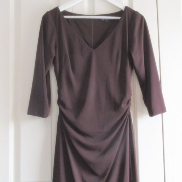 David Meister Burgundy Draped Dress  Size US 6 - Picture 5 of 8
